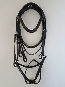 Grackle Bridle - All Black Leather with Patent browband