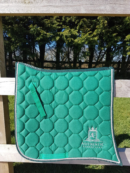 Spanish Saddle Pad - Green with silver edging