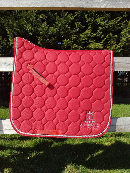 Dressage Saddle Pad - Red with silver edging