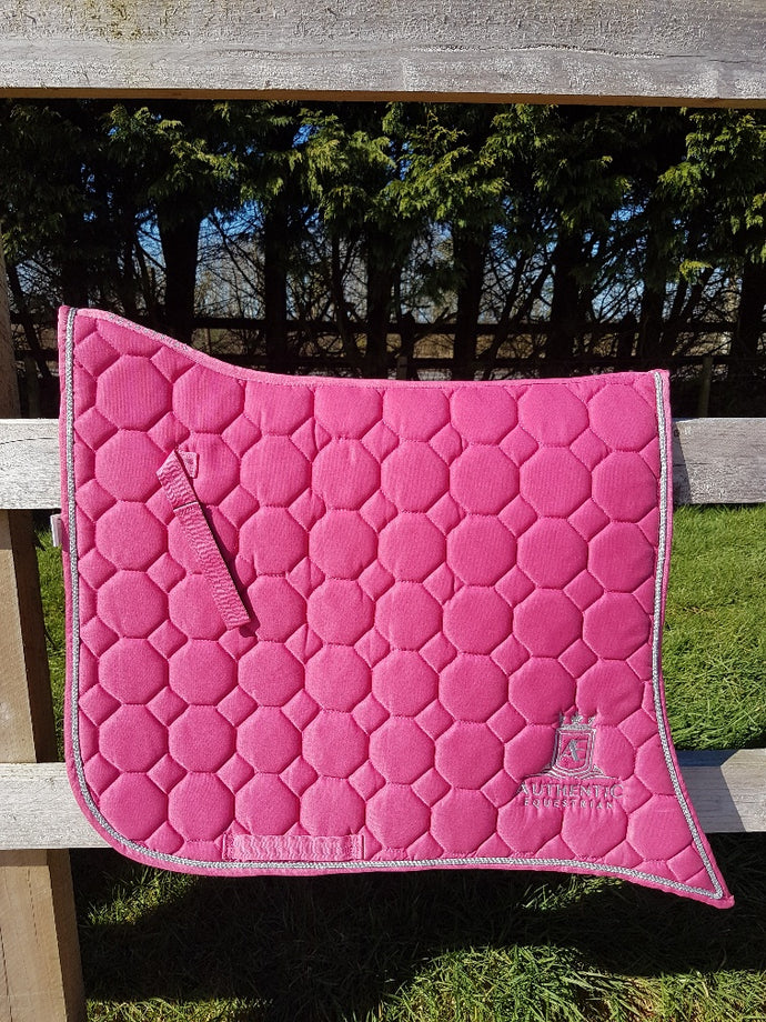 Spanish Saddle Pad - Pink with silver edging